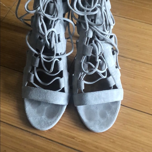 Aquazzura Grey Suede lace Up Heels - Picture 5 of 9